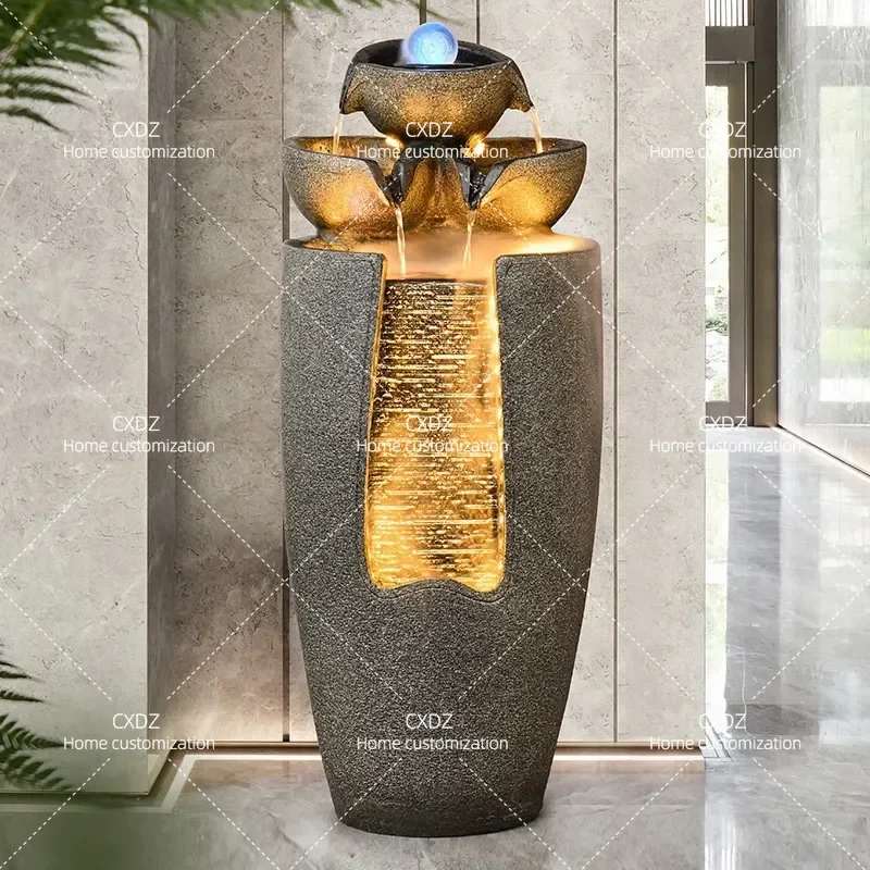 Flowing Water Feng Shui Ball Ornament Desktop Landscape Decoration for Living Room Entrance Office Housewarming Gift