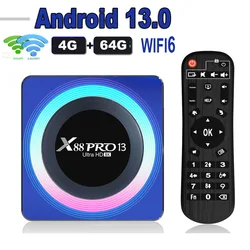 メディアプレーヤーTVデコーダー,グローバルバージョン,x88 pro 13, Android 13.0, Rockchip rk3528,4k,2.4g,5g,wifi,6, 64 GB, 32GB, 16GB,bt5.0 8k