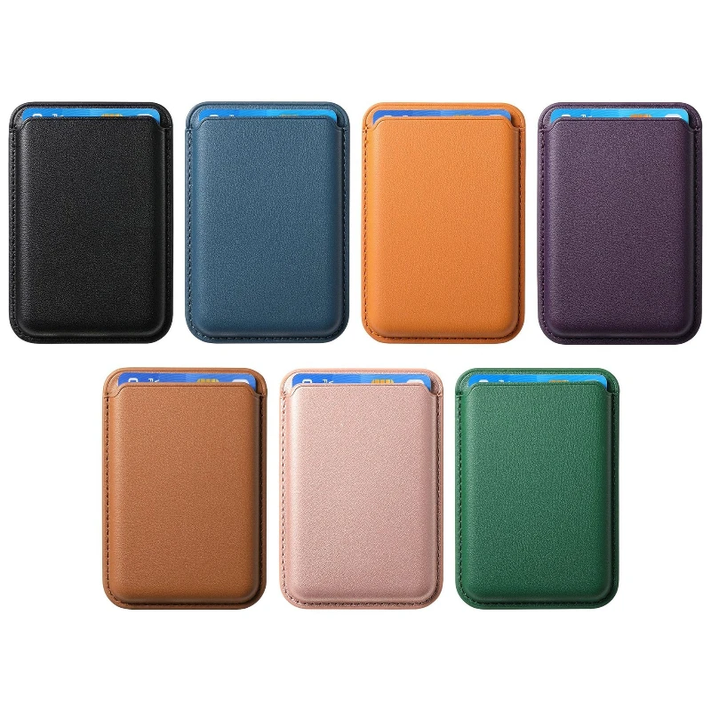 Doppelmagnet für MagSafe Wallet: Dünnes Leder-Etui mit Einzelkartenfach, schlankes, stark magnetisches Kartenetui für iPhone 18, 17, 16, 15, 14, 13, 12