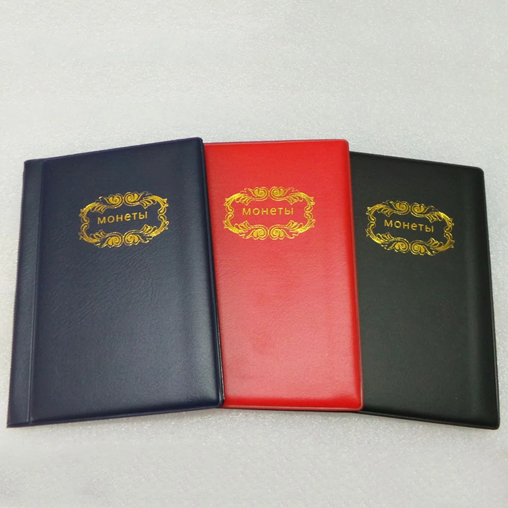 120 Pockets Coin Storage Book Artificial Transparent Pockets Secure Flaps Easy Carry Collectors Gift Red