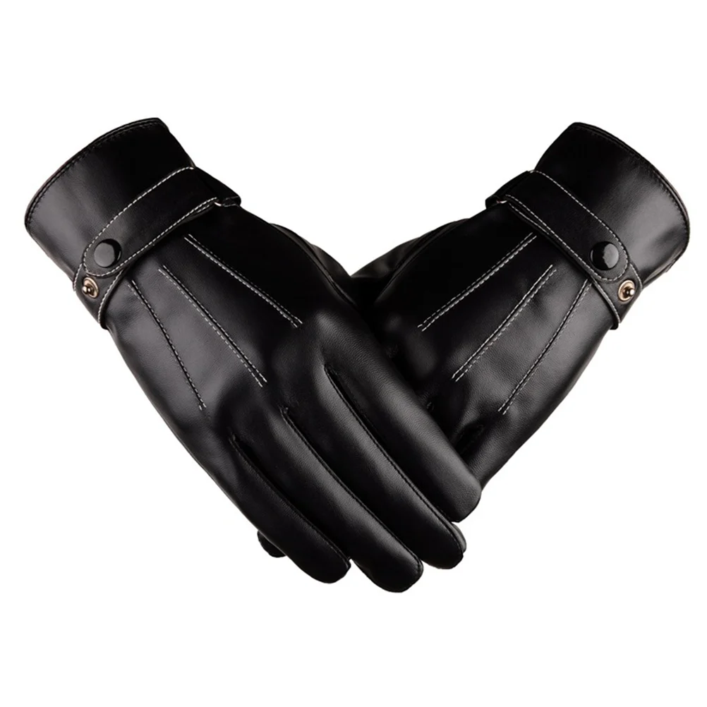 1 Pair Black Touch Screen Gloves 22.5X20Cm Warm Thick Lining For Outdoor Driving Motorcycle Cycling Men Winter Gloves