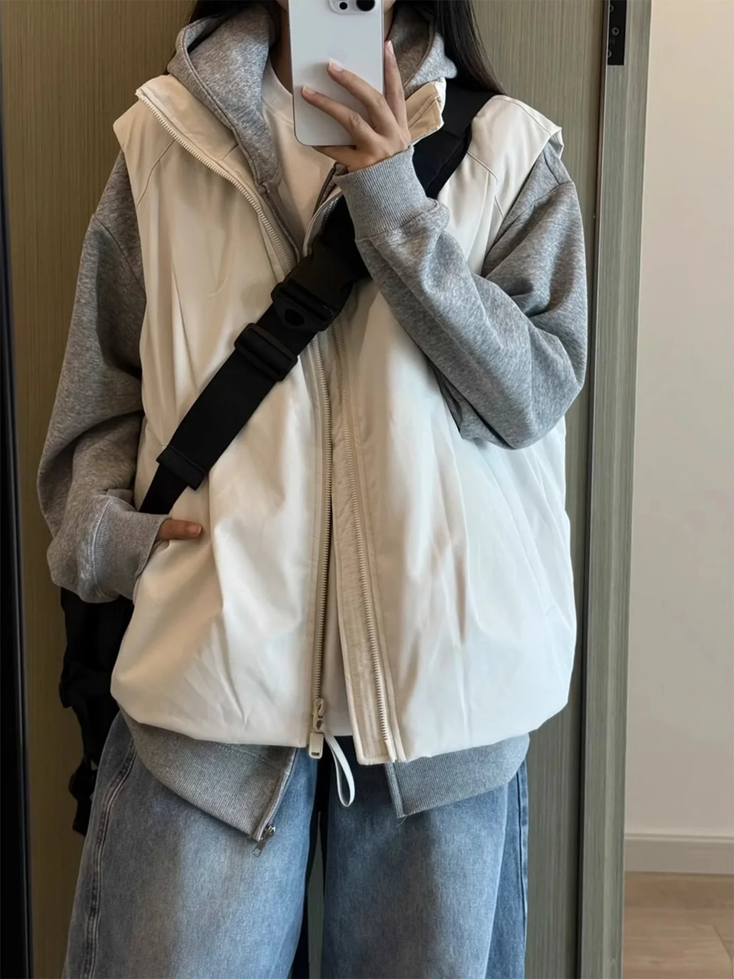 

Теплый зимний жилет-бомбер для мужчин: морозостойкая верхняя одежда с воротником-стойкой из полиэстера, молодежный стиль