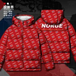 Norway Norge NOR country flag White duck down Jackets jacket Man Thick Casual men's clothing Hooded Design down coat Winter