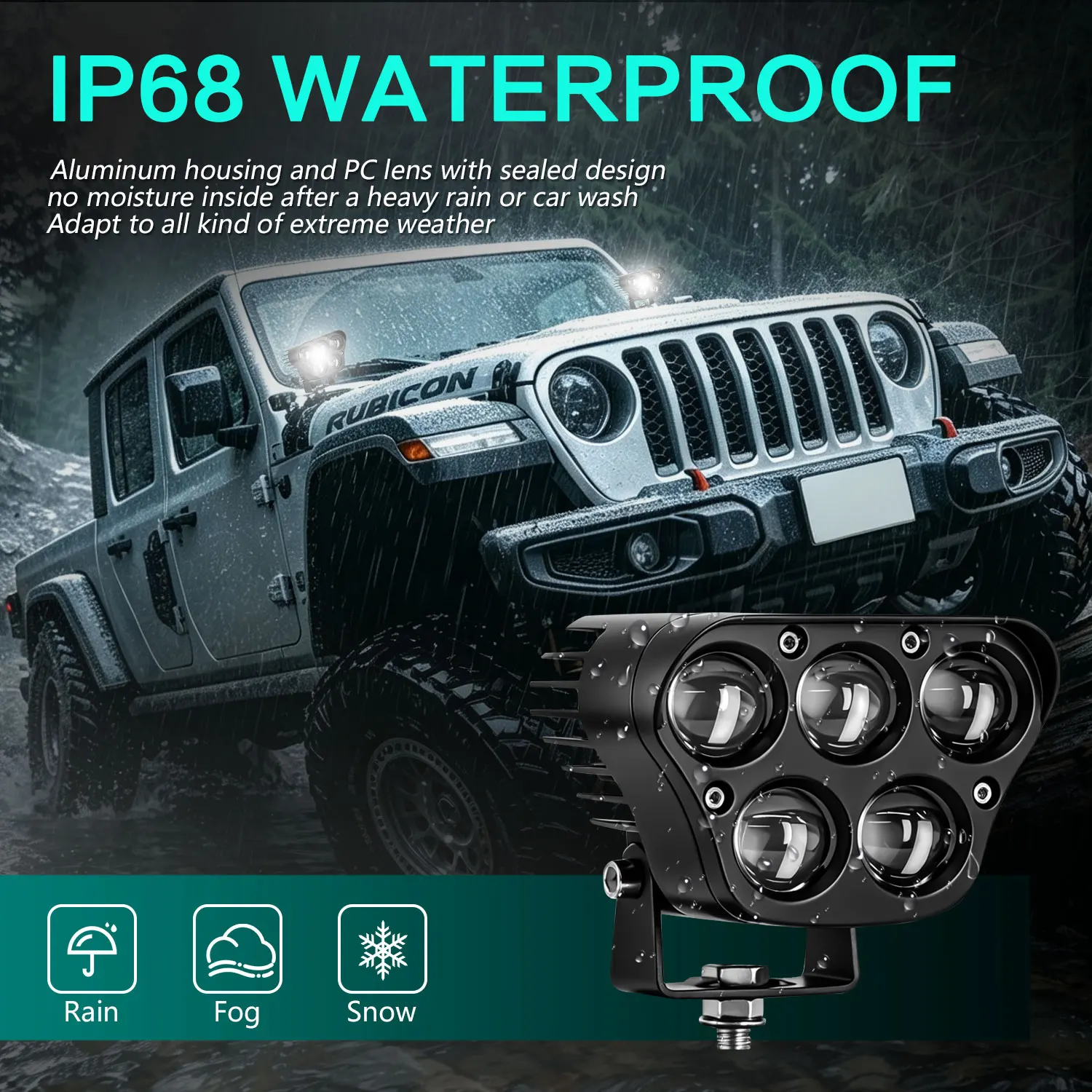 1/2Pcs 5Inch 5‑Lens LED Work Light Dual Color Auxiliary Spotlight Driving Lamp For Car Truck SUV ATV Off‑Road Motorcycle 12V/24V