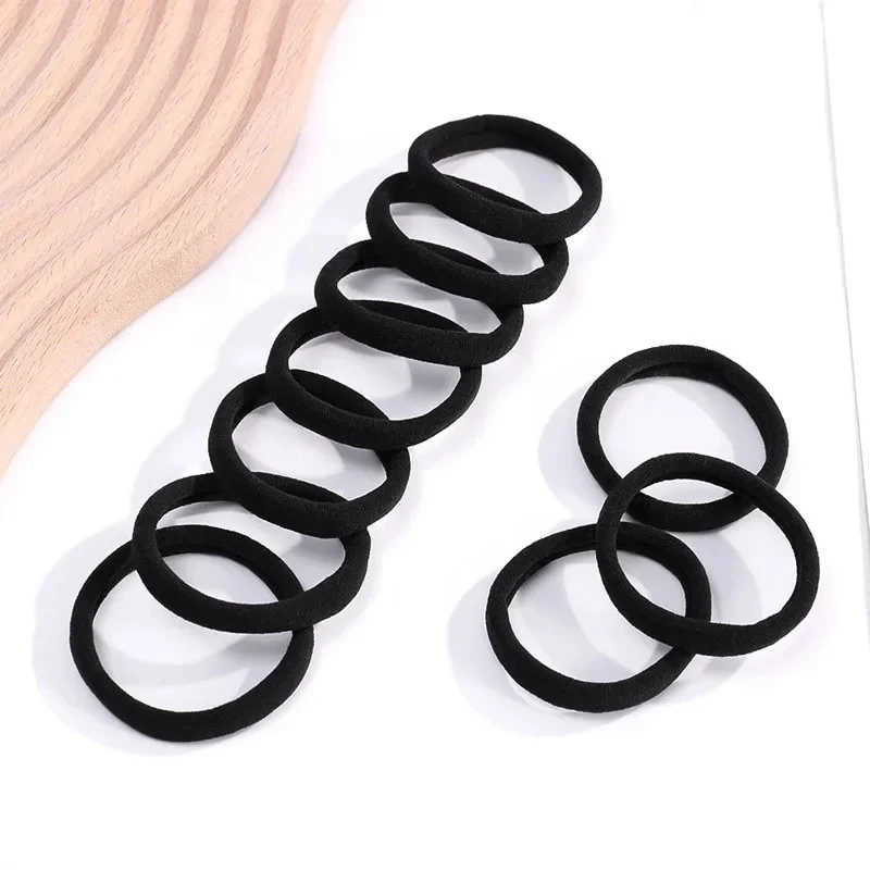 50/100 Stück schwarze Haarbänder für Frauen und Mädchen, Haarband, hochelastisches Gummiband, Haargummis, Pferdeschwanzhalter, Haargummis, Zubehör