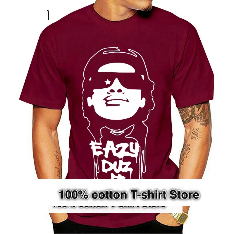 Mens Shirt Eazy Duz It Eazy E Eric Wright 100% Cotton Black Short Sleeve Tee