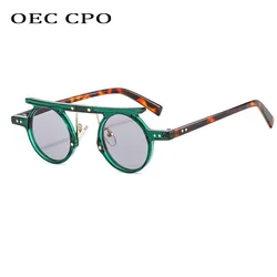 Kleine Punk Ronde Zonnebril Nieuwe Damesmode Lichtgrijze Oceaanlens Zonnebril Vrouwelijke Veelkleurige Luxe Klinknagels Brillen