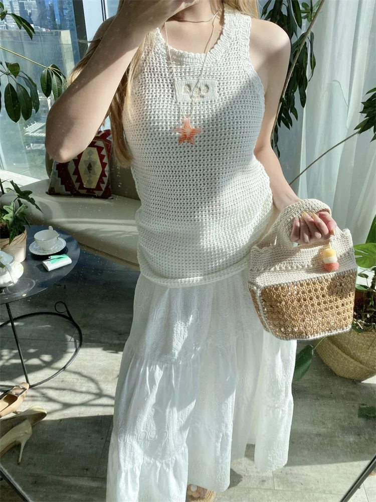 سوزان عالية الخصر ألف خط تنورة الدانتيل والتطريز الأبيض الصيف جديد Sle المرأة Faion تنوعا القطن الوقوف صالح ميدي...