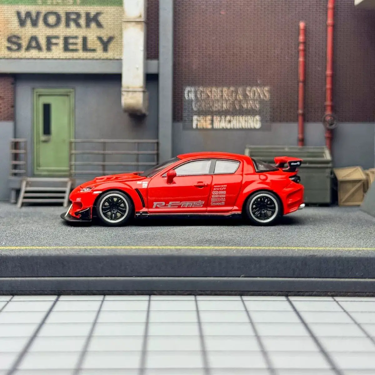 Poprace Diecast 1/64 Scale Mazda RX-8 RE-AMEMIYA Sports Vehicle Model Alloy Mazda RX-8 Racing Car Model Display Original Box