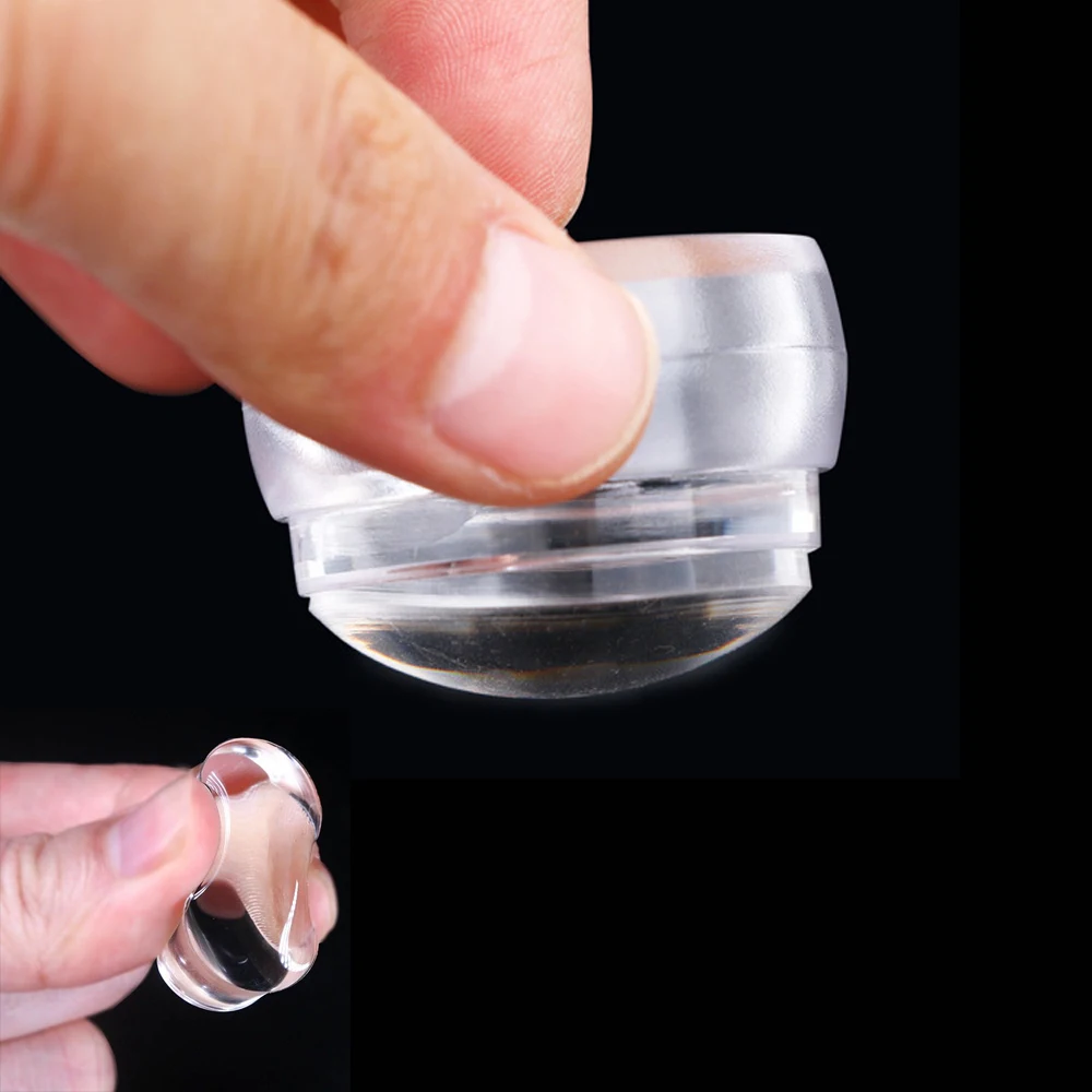 투명 젤리 실리콘 프렌치 네일 스탬퍼 및 스크레이퍼 세트, 3.5cm 핸들 스탬프, 캡 포함, 매니큐어 네일 아트 스탬핑 도구 키트, YZ16, 1PC