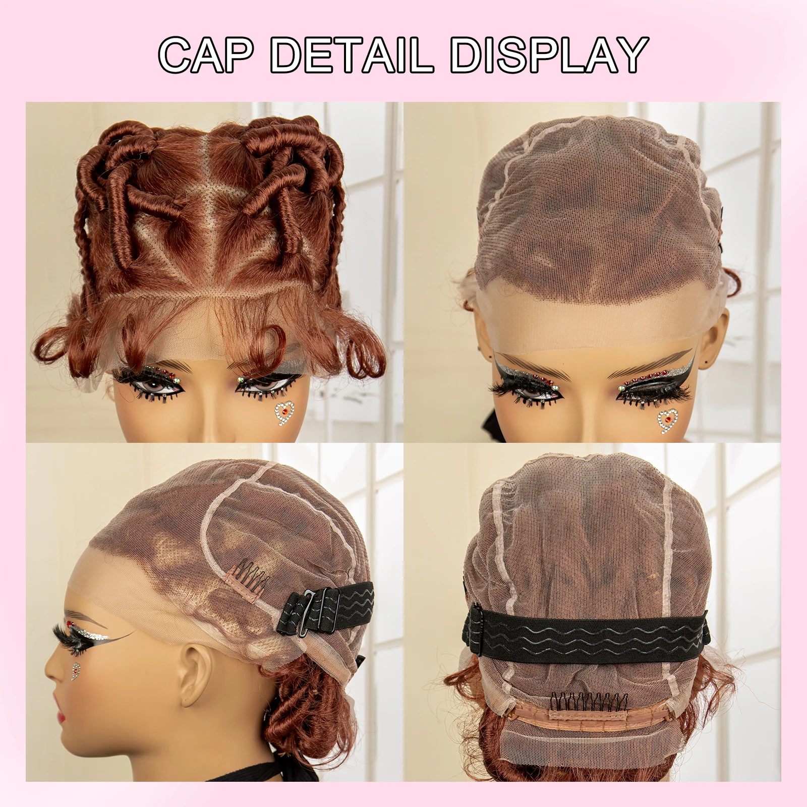 Synthetic Afro Bantu Knotless Braiding Wig Full HD Lace Handmade Lightweight Short Braided Wigs for African Black Women