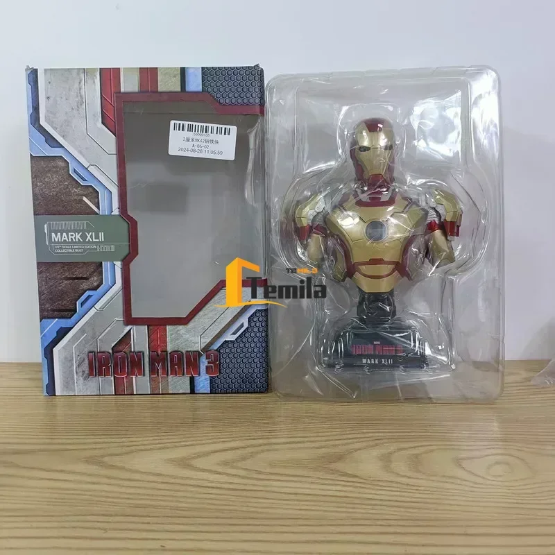 23 cm Avengers Lichtgevende Iron Man Standbeeld 1/4 Schaal Half Body MK43 MK42 MK7 Superheld Model Beeldje Cadeau voor Verjaardag Kerst