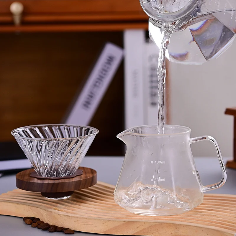 High Borosilicate Glass Pour Over Coffee Server Pot, Beak Spout with Lid Clear Scale, Heat Resistant for Electric Ceramic Stove