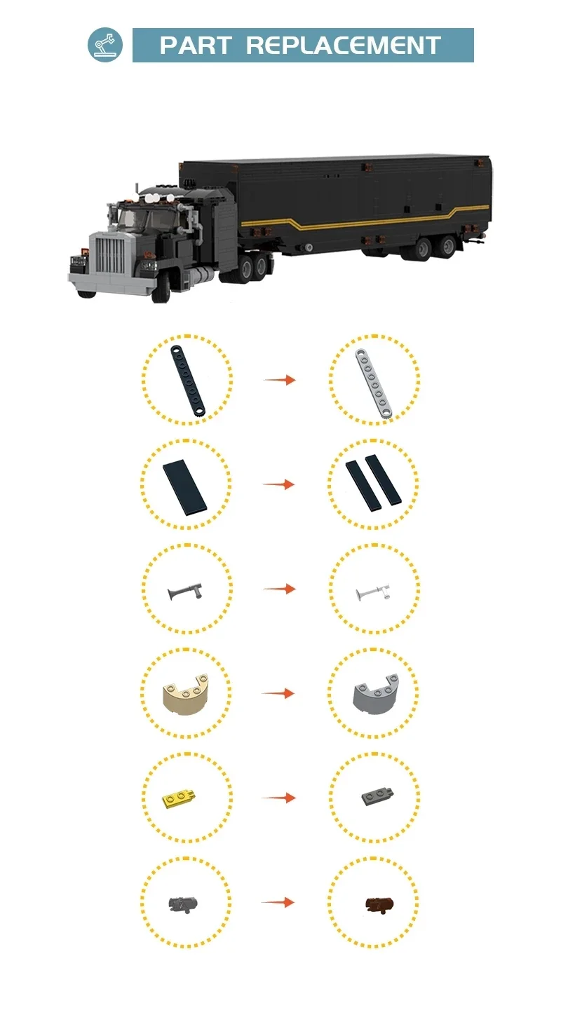 Bricklink อัศวินภาพยนตร์อัศวินอัศวินอัศวินรถบรรทุกทางเทคนิคอุตสาหกรรม f.l.a. g. ชุดรถพ่วงเคลื่อนที่ของขวัญของเล่นบล็อกตัวต่อ