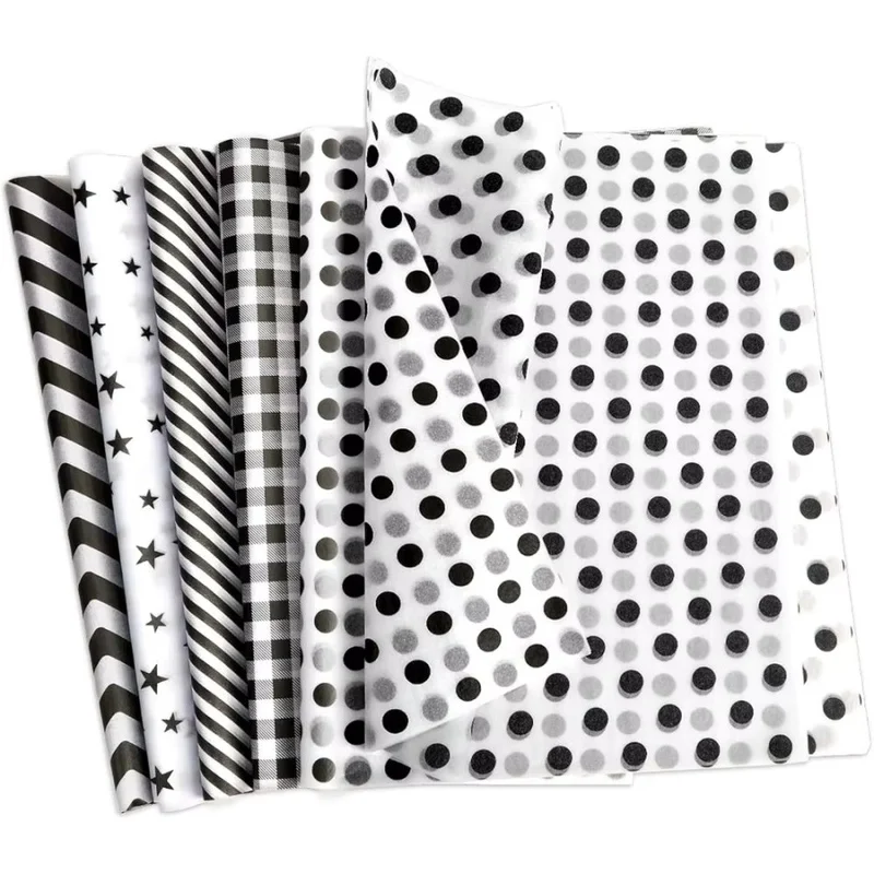 10 Stück/Packung Seidenpapier Schwarz Weiß Polka Dot Stern Leopardenmuster Party Geschenkbox Geschenkpapier Kleidungsverpackungspapier