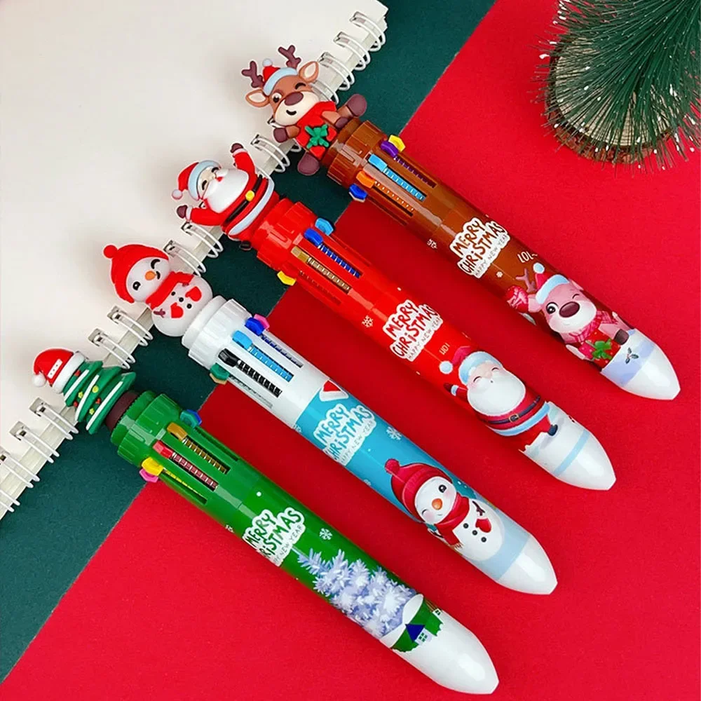 Christmas Ten Color Ballpoint Pens Colorful Hand Account Pen 10pcs Oil Pen Neutral Pen pretty cute delicate gift for students