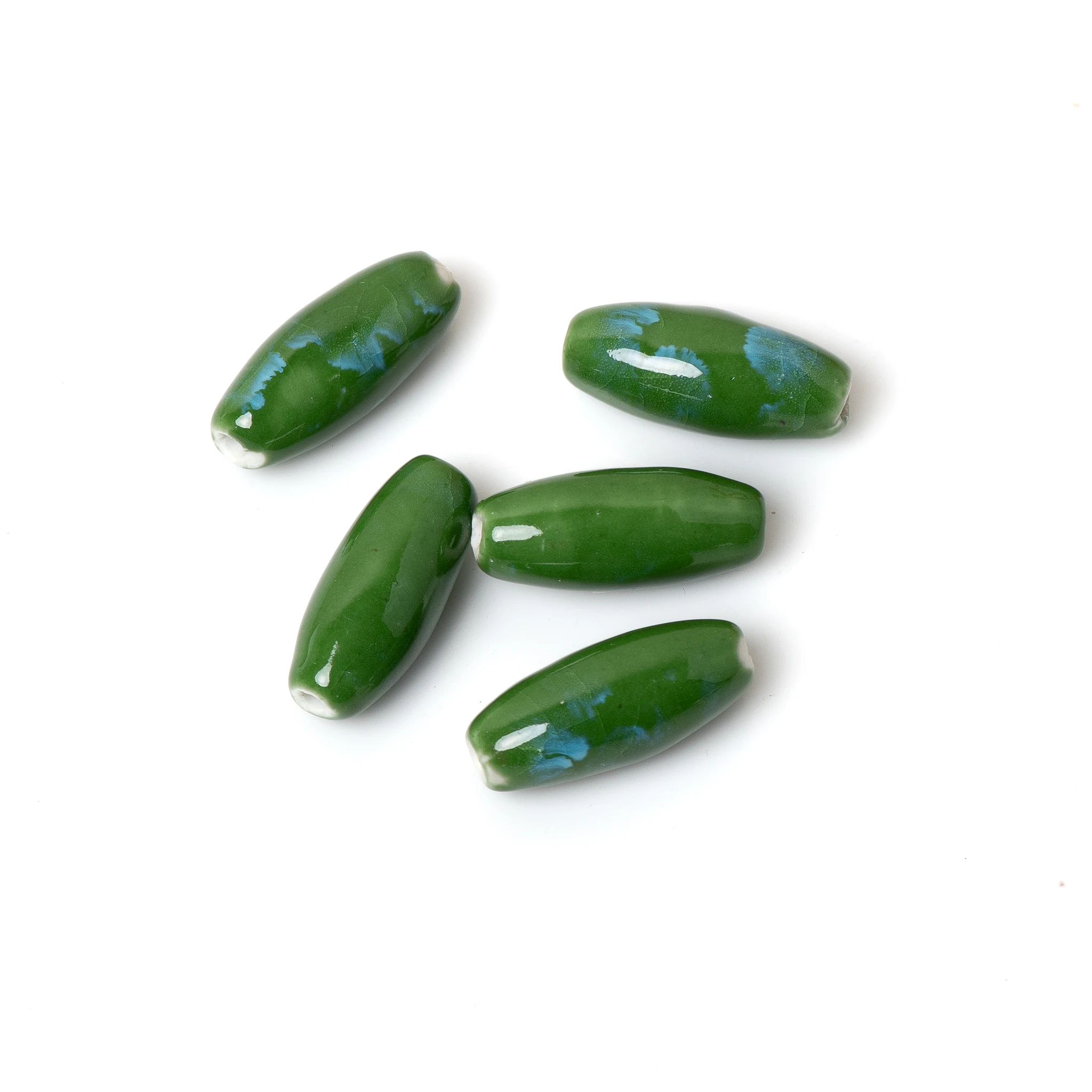 Green Oval Ceramic Beads for Jewelry Making DIY Crafts Handmade Necklace Bracelet Accessories 2PCS