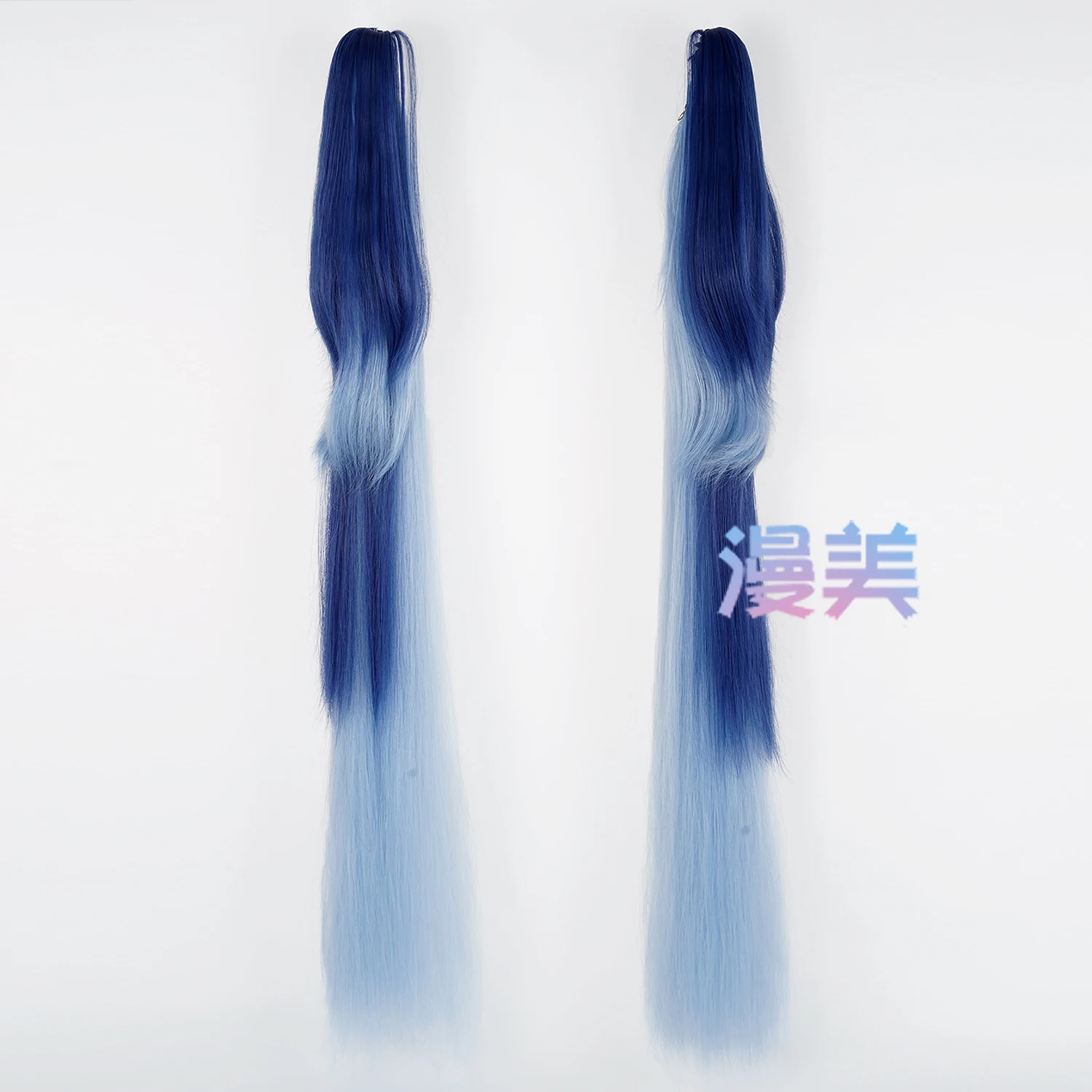 Wuthering Waves Iuno コスプレウィッグ - ロング ダークトゥライトブルー 2 つのポニーテール フルヘア コミコンパーティー 大人 女性 男性用