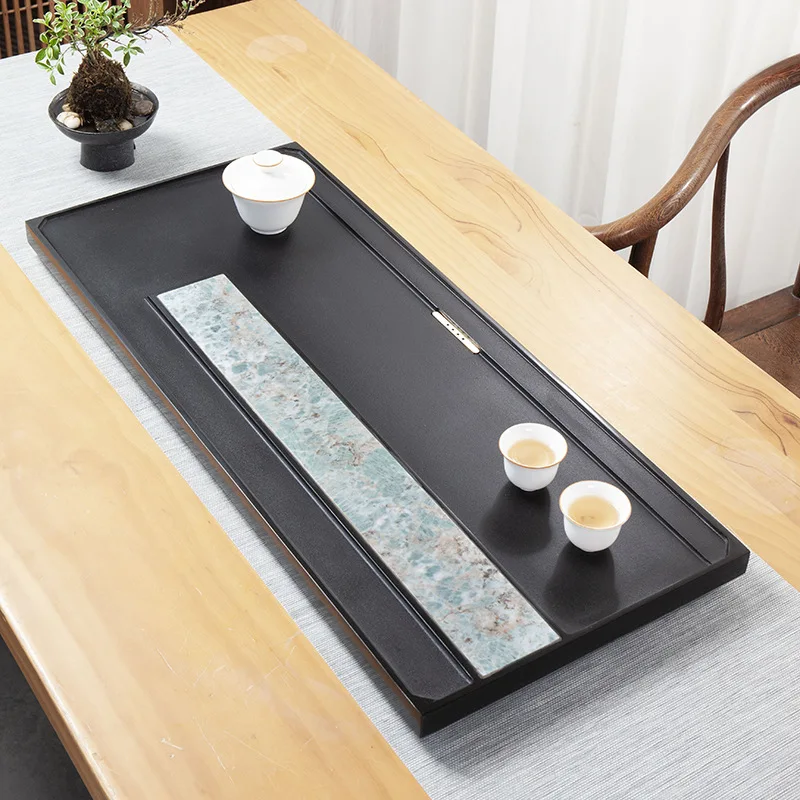 

Japanese Fashion Natural Ebonite Tea Tray Modern Light Luxury Simple Tea Table Stone Drainage Tray