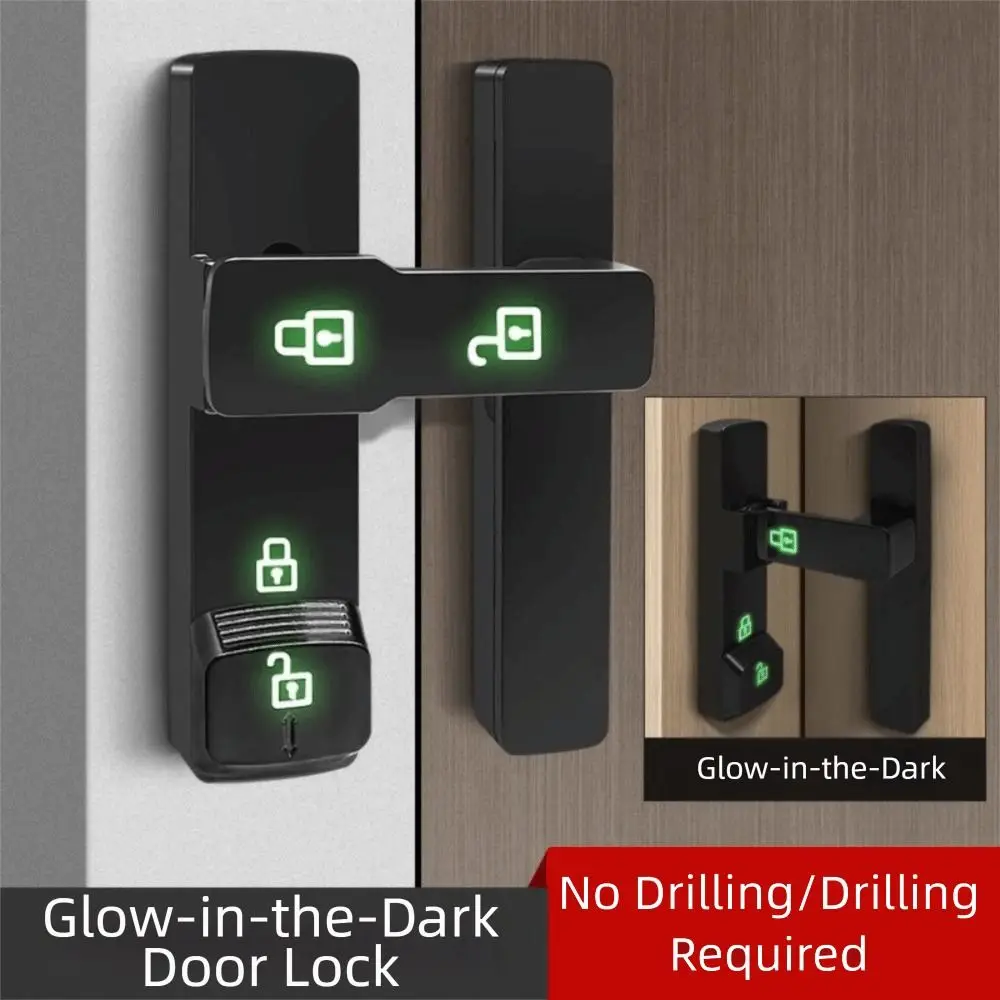 

Взломная светящаяся дверная пряжка из цинкового сплава, 180-градусная дверная защелка без перфорации, светящийся замок для раздвижной двери, дверь для ванной комнаты