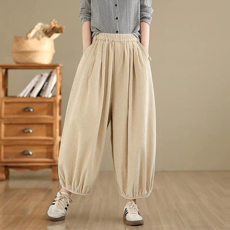 Women's Large Size Harem Pants 2025 Spring And Autumn New Style Loose Fashionable Casual Wide Leg Trousers W872