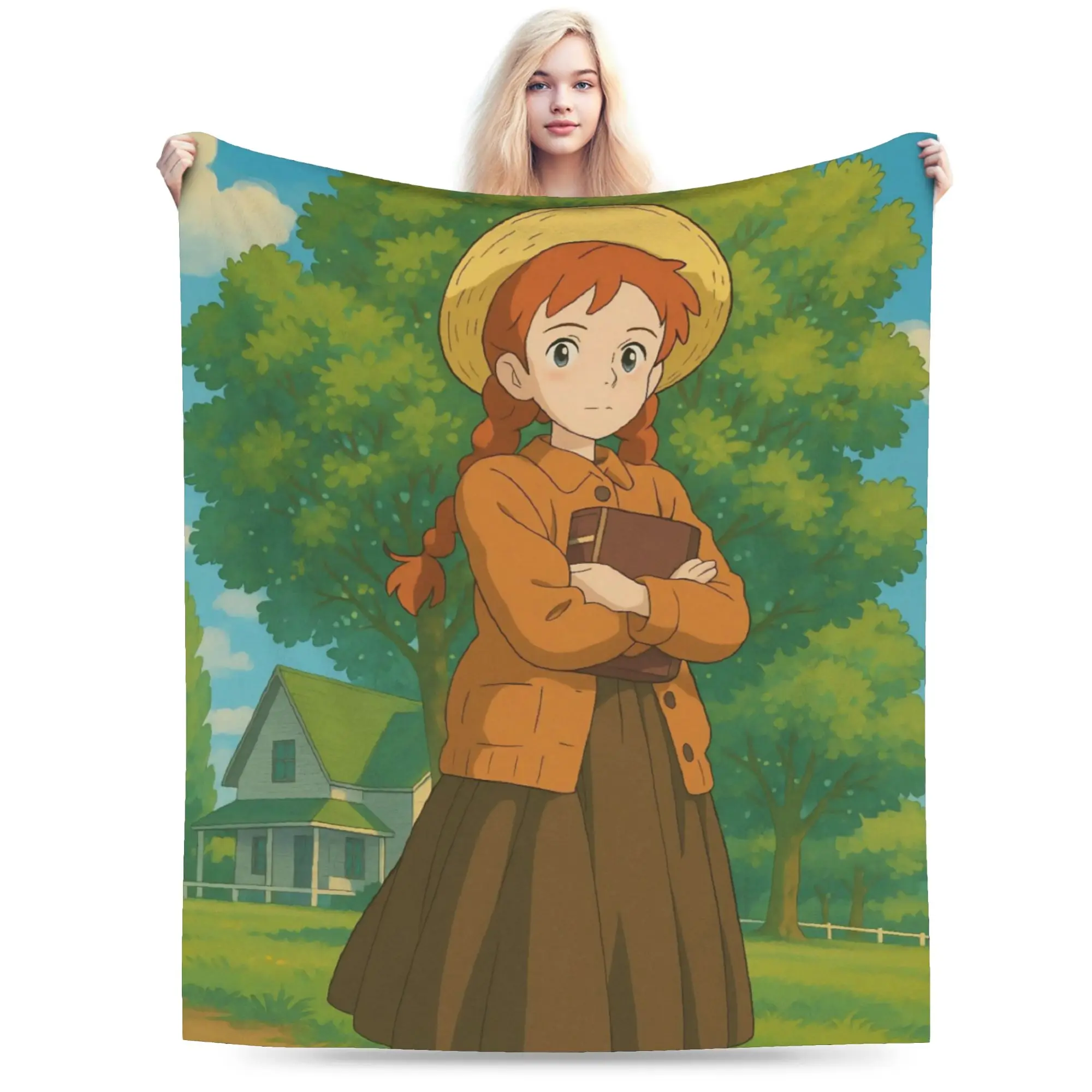 A-Anne Shirley Cartoon Blanket Warm Cozy Fluffy  Throw Blankets for Bed 50x60 Inch Multi-size Bedspread