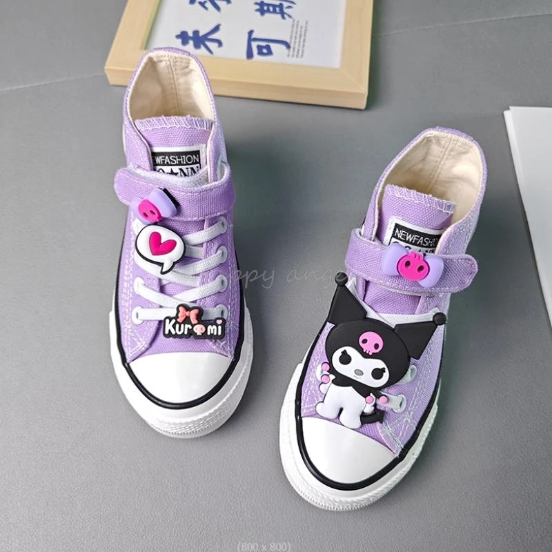 Lovely Kuromi Melody Children Canvas Shoes Girls Running Sneakers Spring Fashion Teenager Kids Shoes For Boy Casual Shoes 26-37