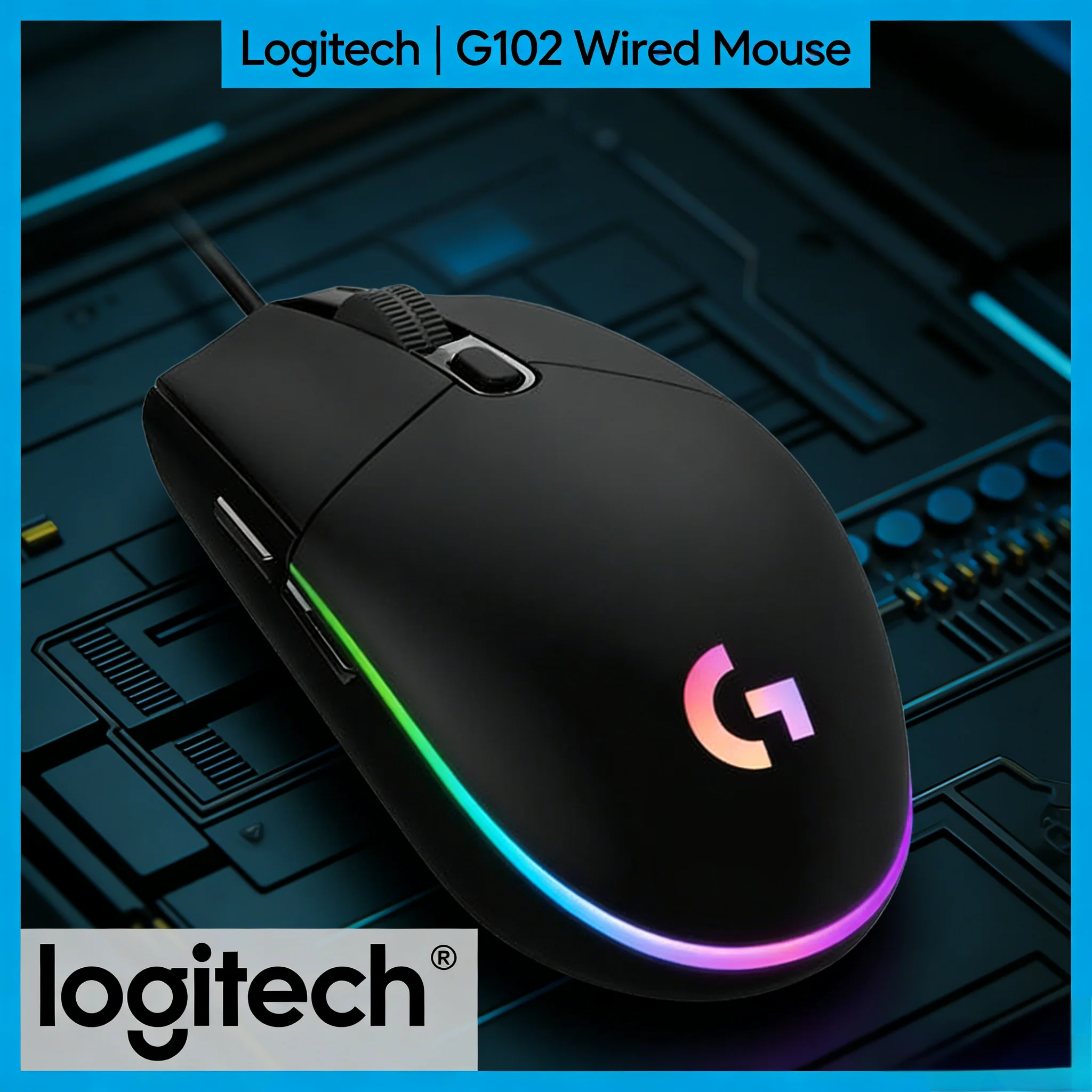 

Мышь Logitech G102 с программируемыми кнопками, для офиса и игр, легкая, двойного назначения