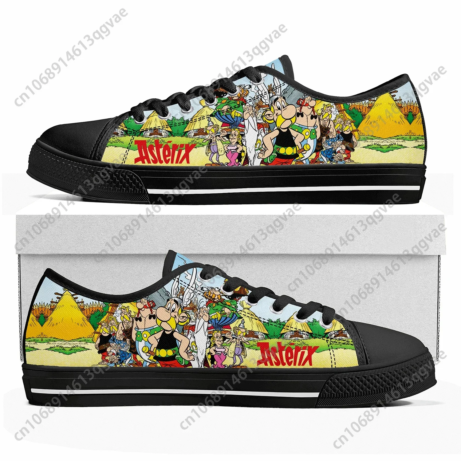 Asterix Adventure Obelix Low Top Sneakers Womens Mens Teenager High Quality Canvas Sneaker Couple Comics Manga Custom Made Shoes