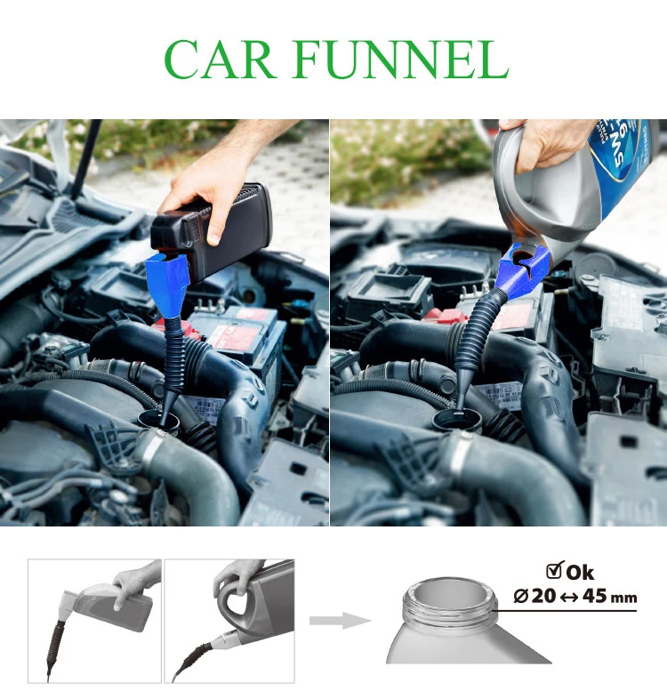 Dobrável plástico carro reabastecimento funil, gasolina motor óleo funil, filtro ferramenta de transferência, Auto acessórios, motocicleta