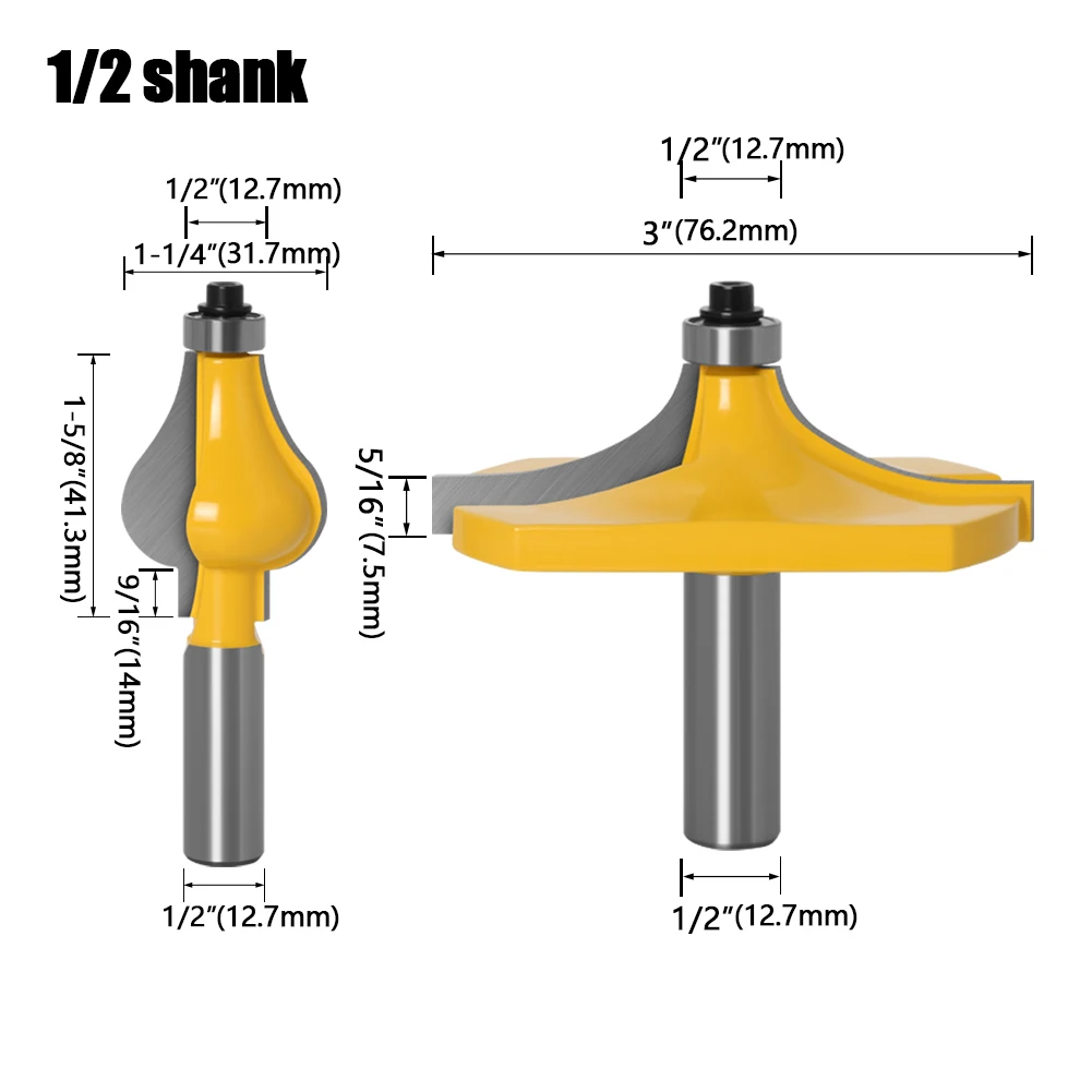 2Pcs 8mm 12mm 1/2in Shank Beaded 2 Bit Handrail Router Bit Set Line knife Woodworking cutter Tenon Cutter for Woodworking Tools