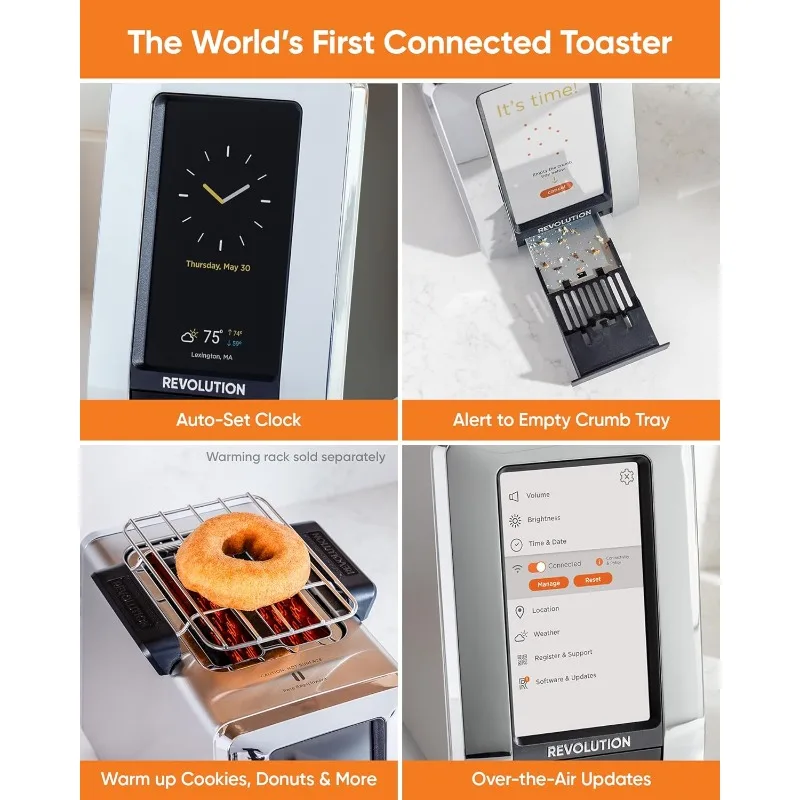Tostapane touchscreen ad alta velocità Revolution R180 Connect B, tostapane intelligente a 2 fette con tecnologia InstaGLO brevettata