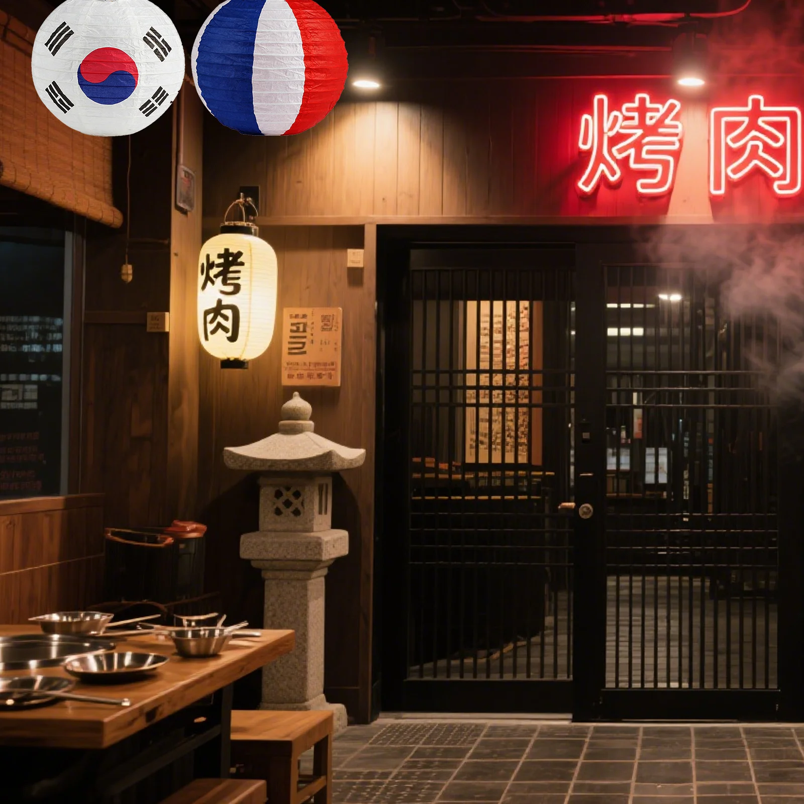 

2Pcs Korean Taegukgi Lanterns 8Inch Foldable Decorative Paper Lanterns for Restaurant Party Festival Home Outdoor Decor