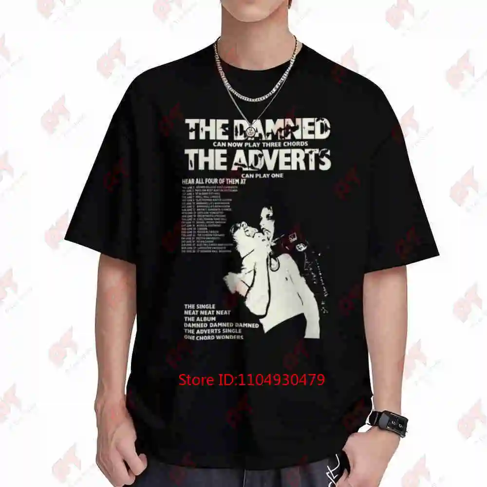 The Damned And Adverts 1977 Tour Short Sleeve Tee 100% Cotton T-Shirt