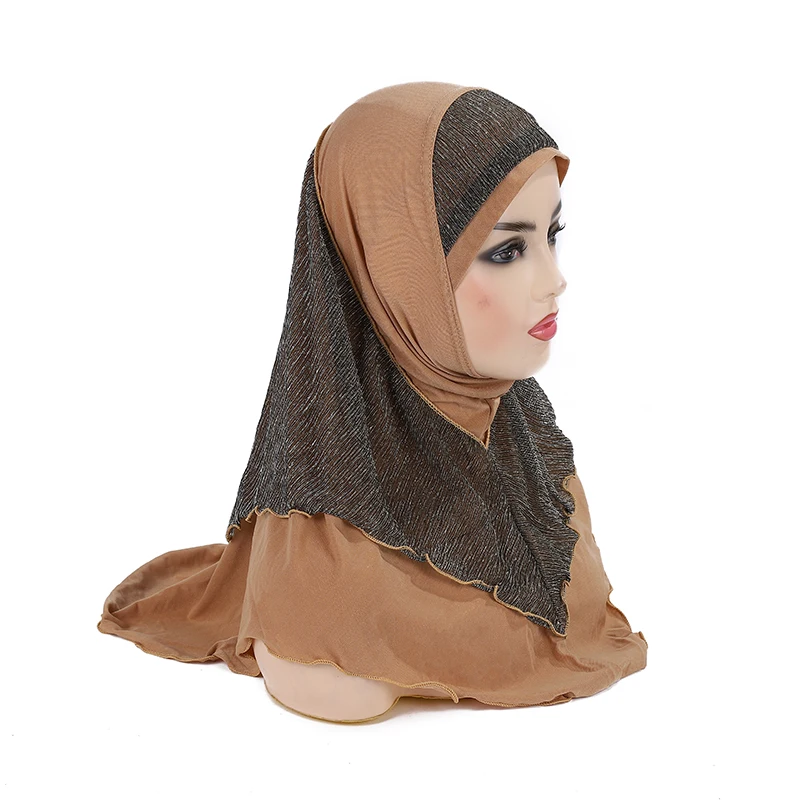 H076 Adults or big girls medium size 70*60cm pray hijab muslim hijab scarf islamic headscarf hat amira pull on headwrap