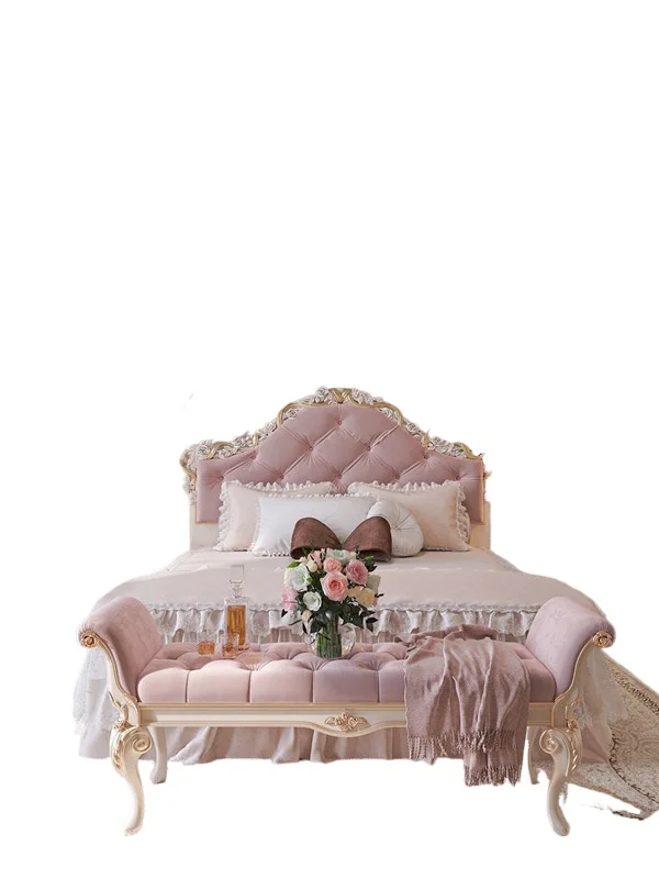 Luxury French court classical solid wood princess bed high-end European master bedroom 1.8m villa double bed