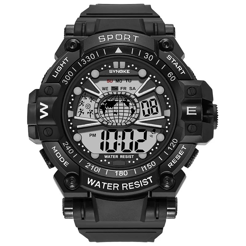 ساعة AL-65 للرجال إلكترونية، مقاومة للماء، رياضية وعصرية، متعددة الوظائف مقاومة للماء