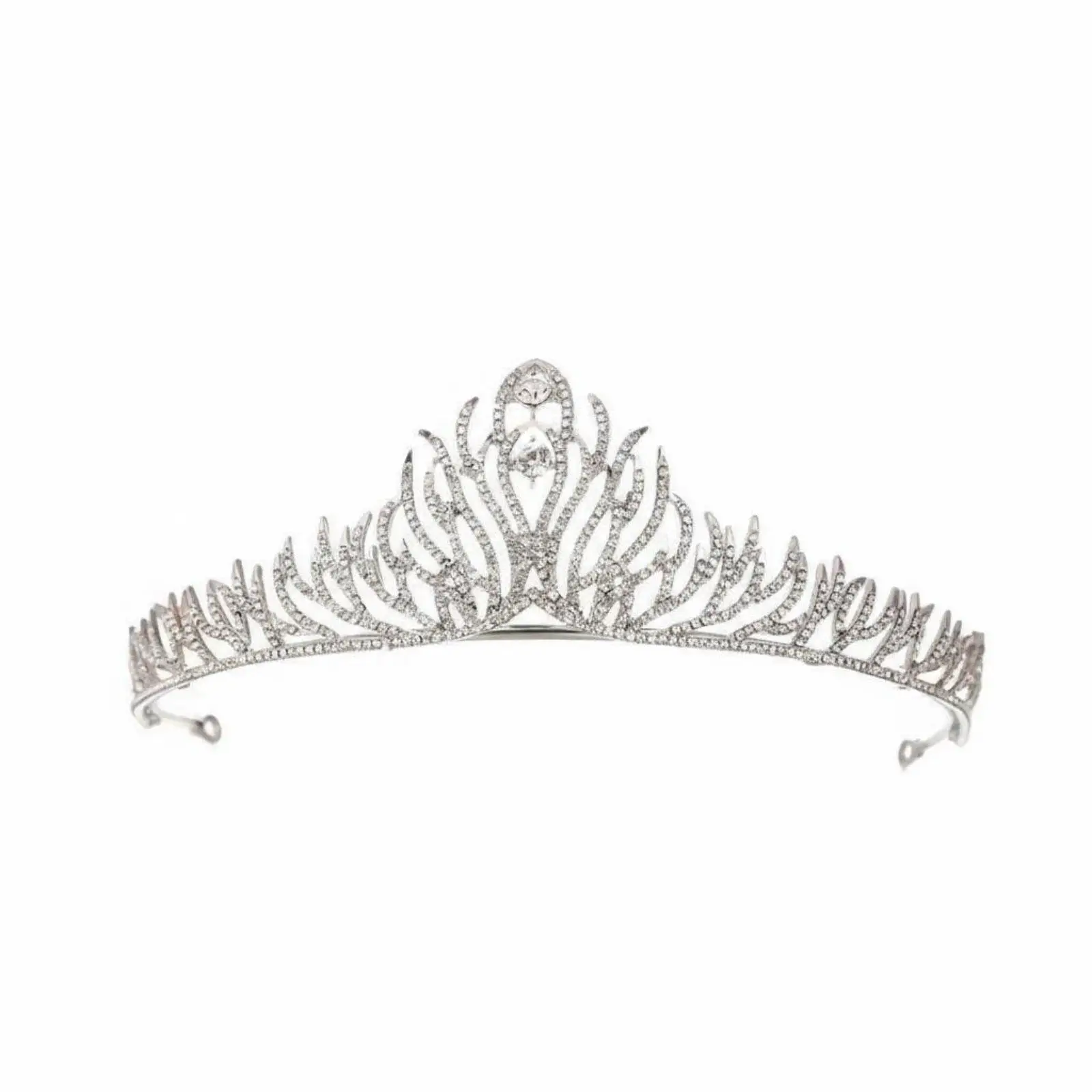 Bridal Crown Regal Design Bridal Feather Tiara Luminous Glow Rhinestone Princess Crown for Prom Goers, Bridesmaids, Weddings,