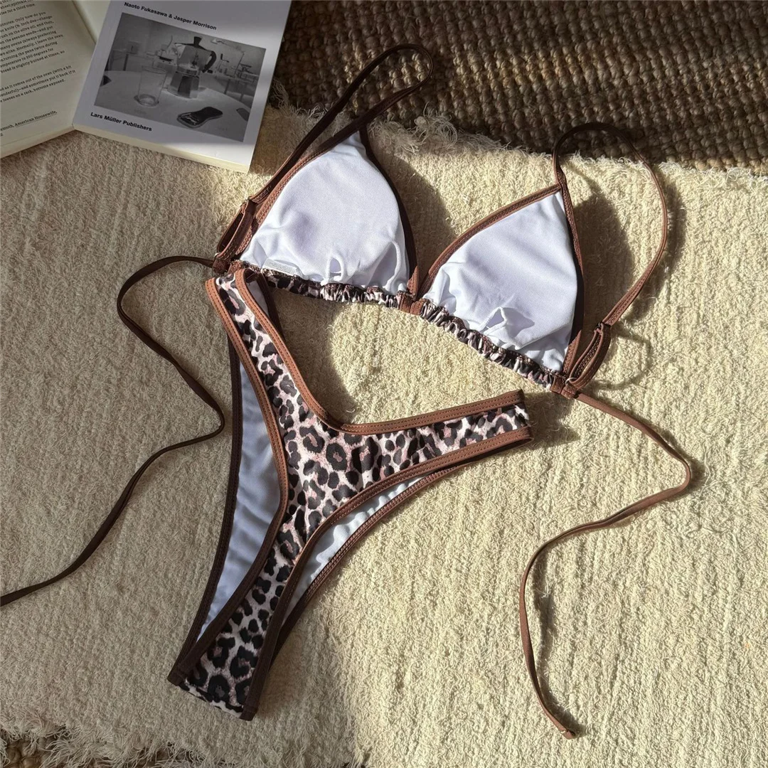 Leopard Floral Brasilianischer Mini-Tanga-Bikini Damen-Badeanzug Zweiteiliger Bikini-Set Badebekleidung Badeanzug Schwimmen V6286 – Detail 28