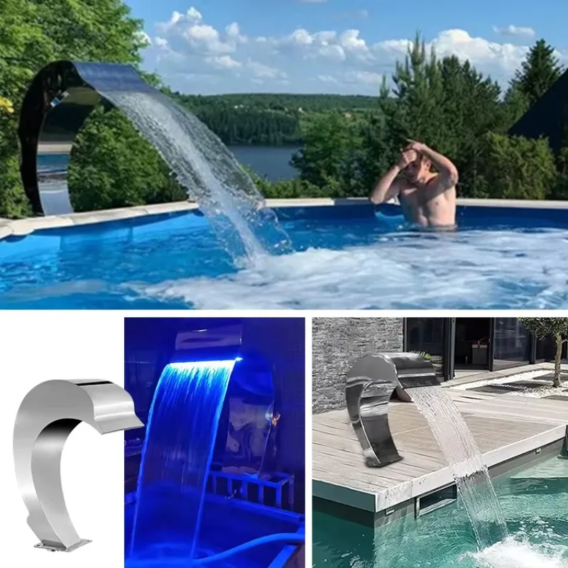 شلال صناعي داخلي من الفولاذ المقاوم للصدأ 304، نافورة حمام السباحة