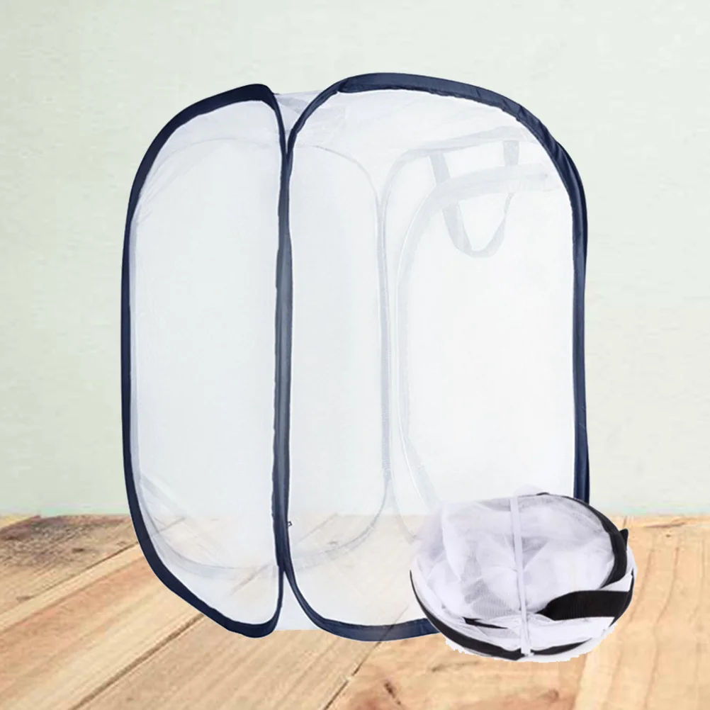 메쉬 접이식 흰색 곤충 케이지 30x30cm 휴대용 벌레 서식지 야외 자연 연구 어린이 집중 관찰