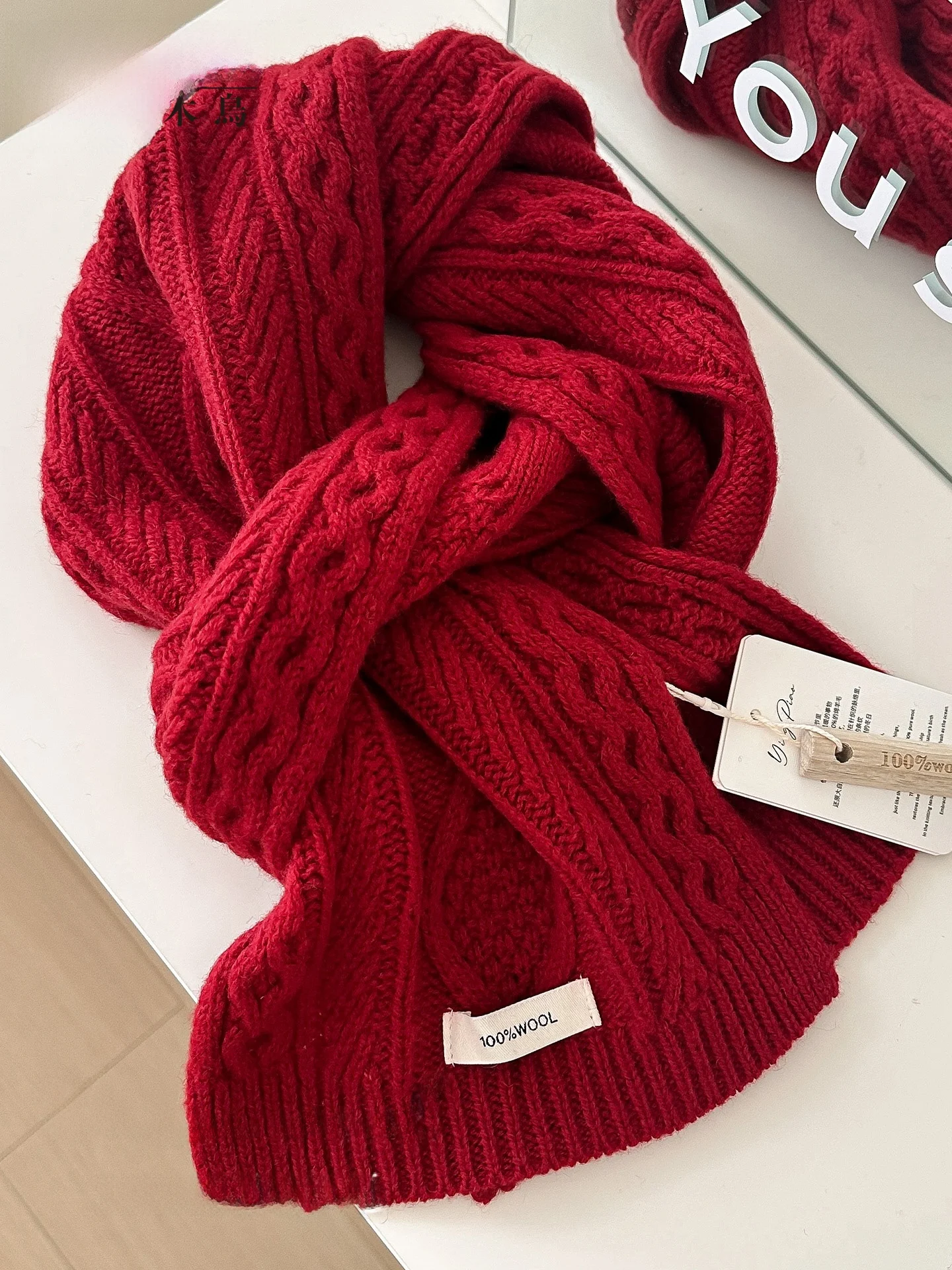 tucano-00-オーストラリア産ウール-レッドニットスカーフ-ツイストウォームスカーフ-毎年恒例の贈り物-若者と中年女性向けのウールスカーフ