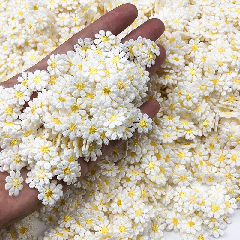 

50 PCS Embroidery Water-soluble Lace DIY Handmade Yellow Sun Flower Lace Garment Accessories Tailor Supplies Skirt Decoration