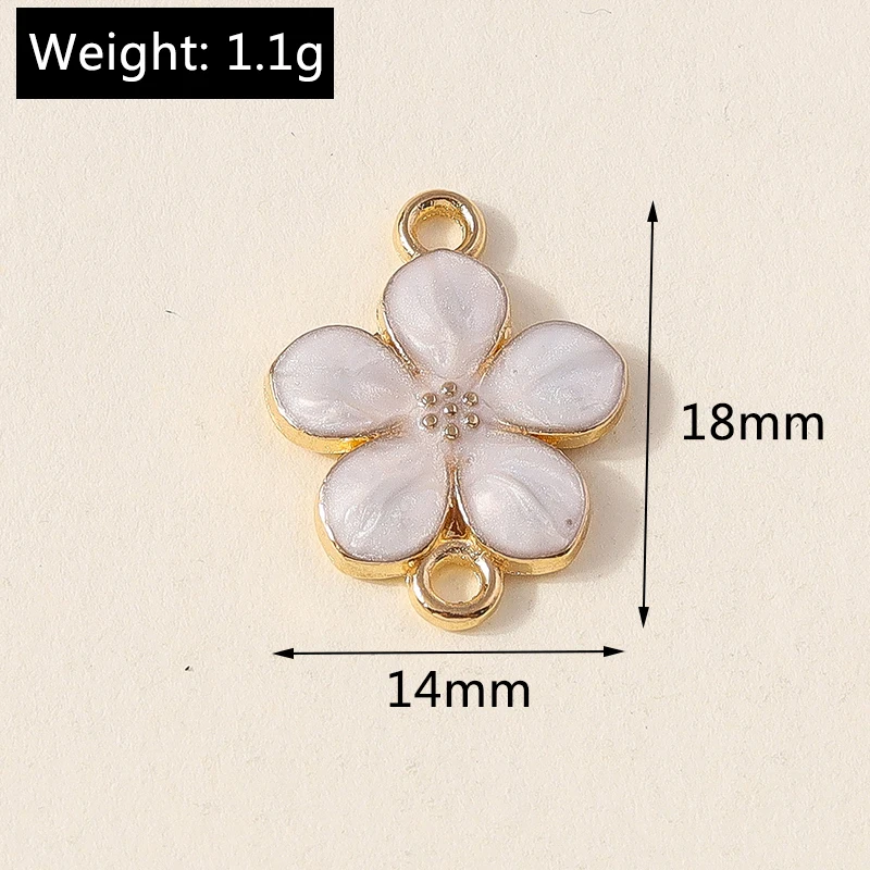 20pcs 14x18mm Cute Colorful Enamel Flower Charms Connectors for Jewelry Making Bracelets Necklace DIY Handmade Craft Accessories