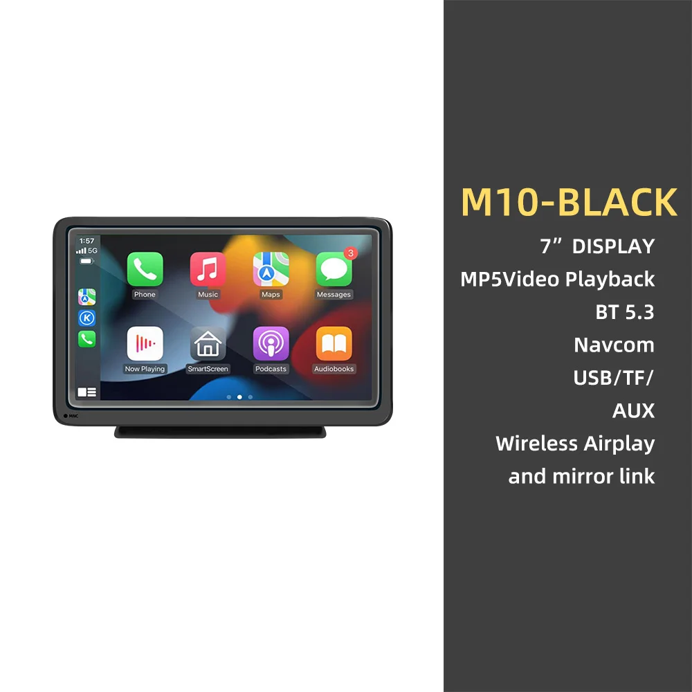 Universal 7 นิ้วรถวิทยุมัลติมีเดียเครื่องเล่นวิดีโอ WIFI Wireless Carplay และ Android Auto สําหรับ Android MP5 Player หน้าจอสัมผัส