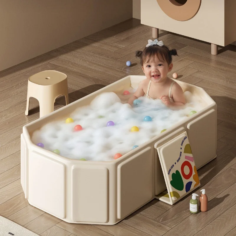 PVC baby bath tub Large folding bathtub for children 0-4 years old baby can sit and lie in one bathtub for newborns