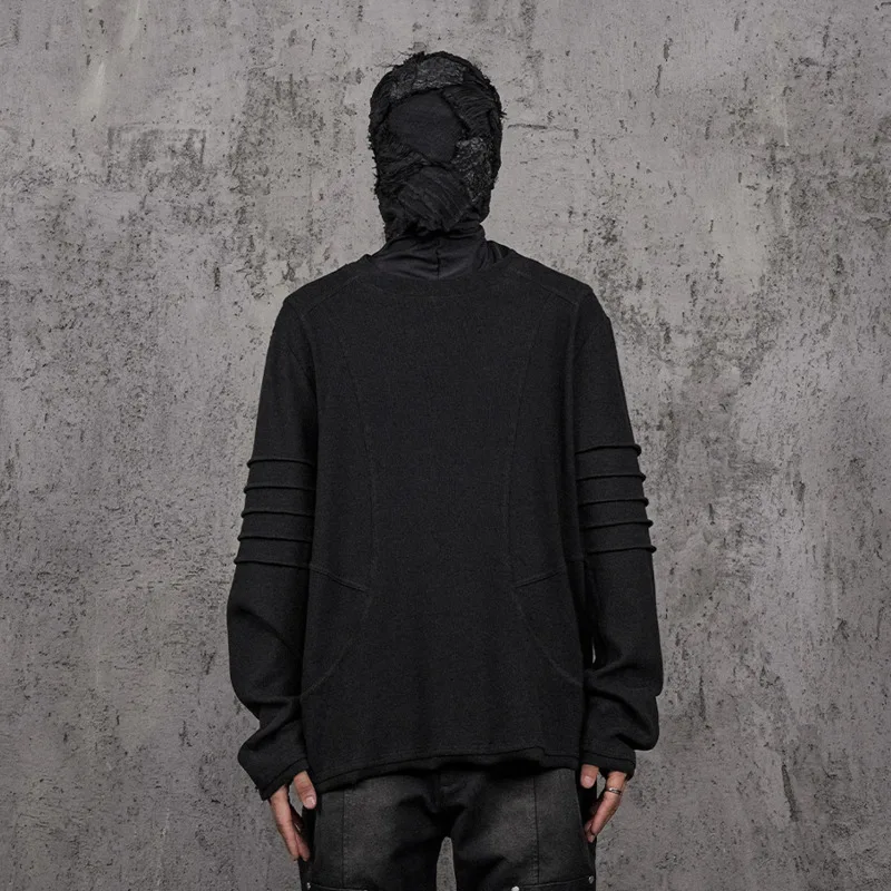 HKSH Spring Summer 2024 New Waste Land Sweatshirt Wrinkle Deconstructed Spliced Pullover Long Sleeve Backing Thin T-shirt HK1505