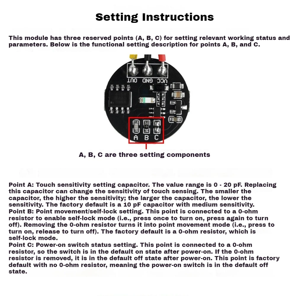 

3-24V Jog/ Latch Touch Switch Sensor Module Capacitive Switch Support 10A Controllable Current Touch Key Switch Sensor Board