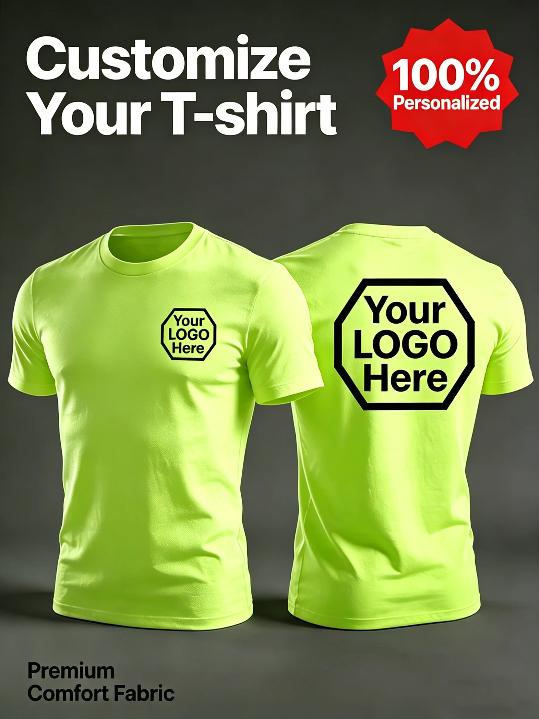 Custom Personalized Pattern S-3XL Summer Team Short Sleeve Cotton Sport Soft Casual T-Shirt All-Match Basic Simple Workwear Mens