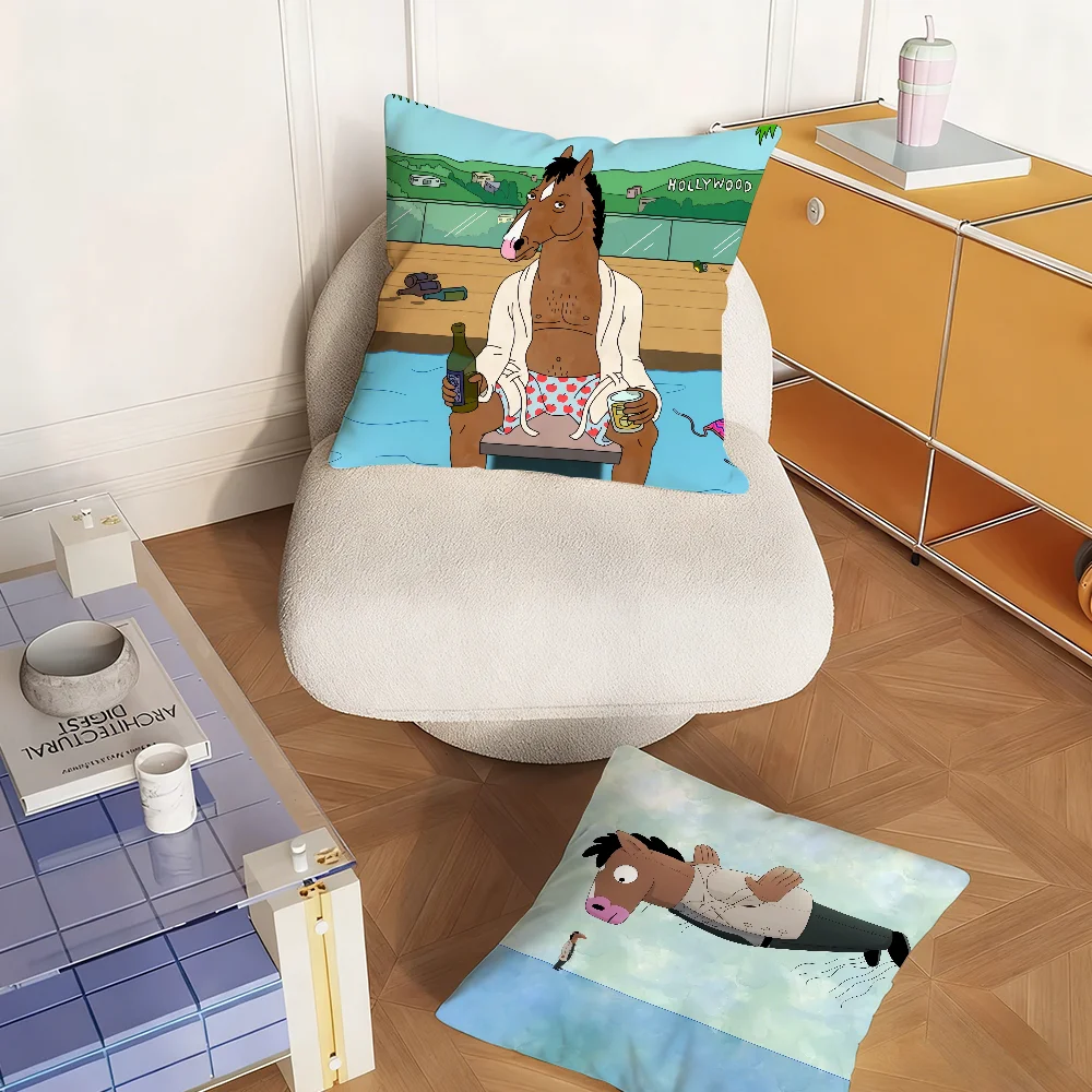 Cartoon B-BoJack Fun H-Horseman Kissenbezug für Schlafzimmer, Sofa, Wohnzimmer, Rückenlehne, Dekoration, quadratisches Kissen, Nickerchenszeit